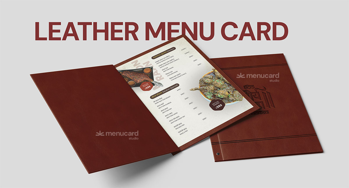 Leather menu card