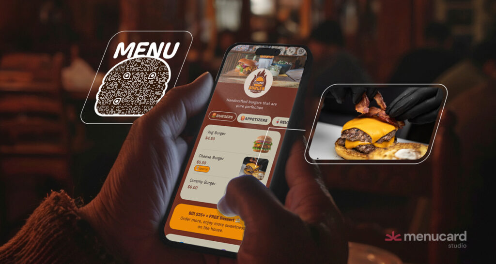 qr code menu card - video